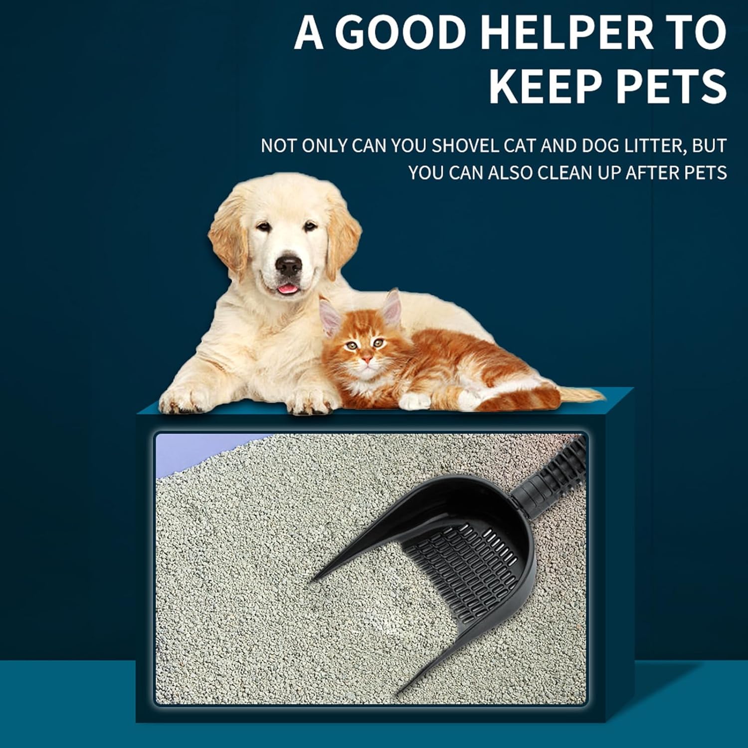 Extendable Pet Waste Shovel, Ergonomic Handle, PVC Construction, Aquarium Gravel Cleaner, Litter Box Tool, Leak for Pet Maintenance