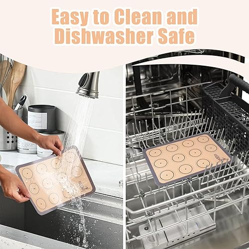 Miniatura 6 de Tapete de silicona para hornear, macarrón, juego de 3 (2 medias láminas y 1 cuarto de hoja), revestimiento de silicona antiadherente para