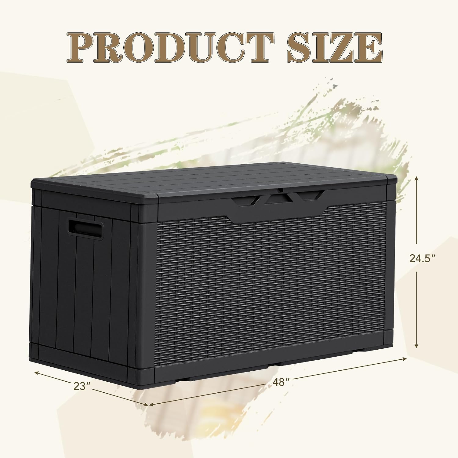 GUNJI 101 Gallon Resin Deck Box,Outdoor Large Storage Box,Weatherproof and UV Resistant,Lockable Storage Container for Patio Furniture,Garden Tools,Pool Supplies (Black)