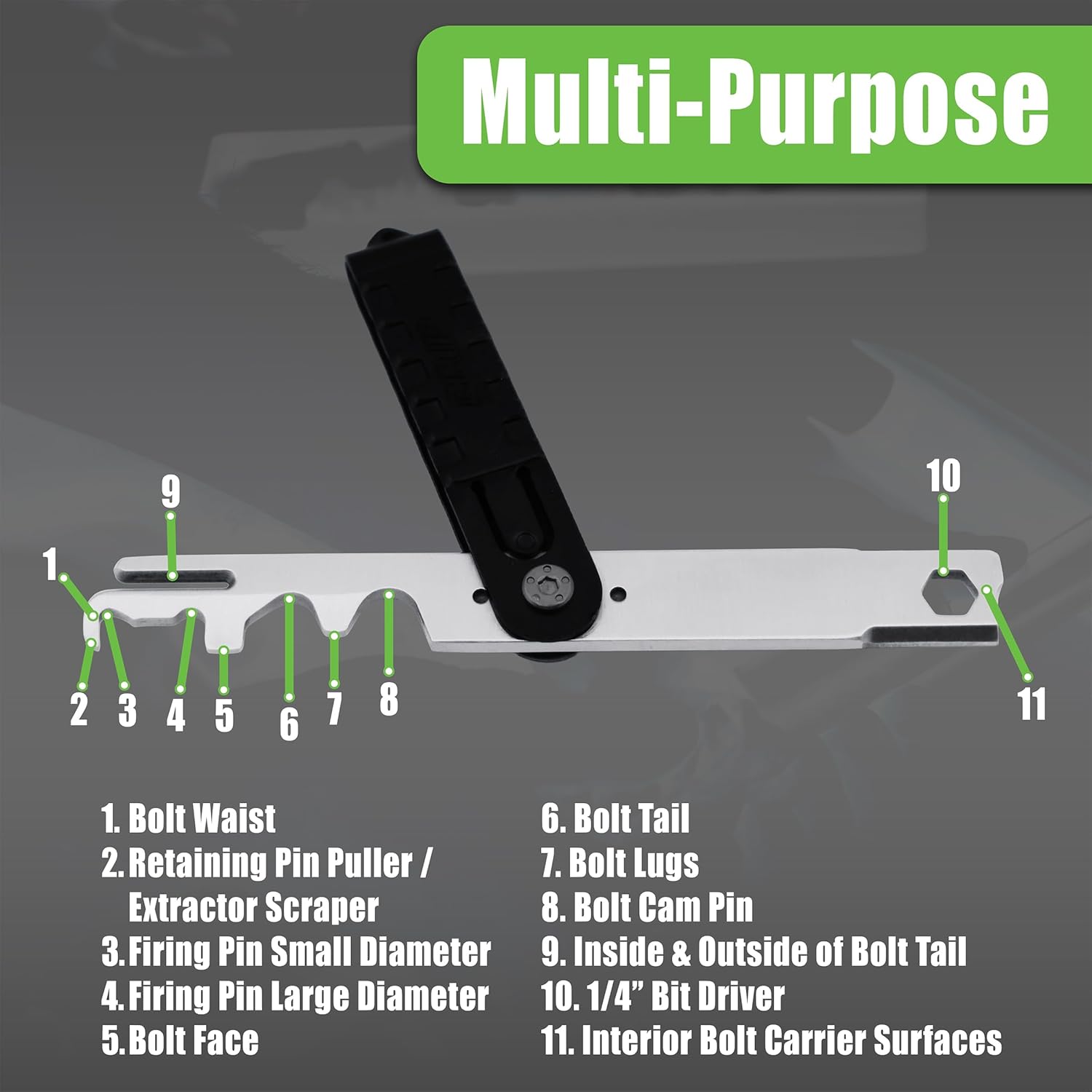 Grip Carbon Multi-Scraper - Clean Major Bolt Carrier Parts: Firing Pin, Carrier, Cam Pin - .223/5.56 MSR - Gunsmithing Cleaning Rebuild and Maintenance