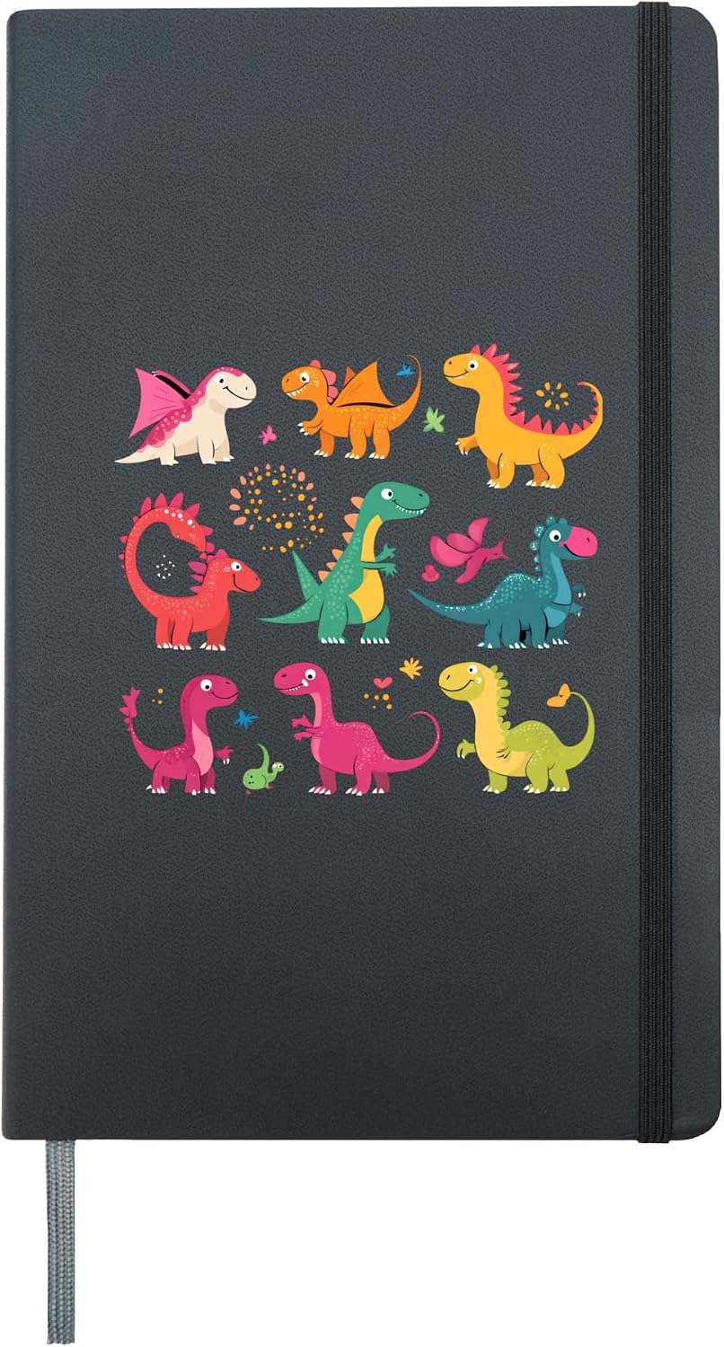 Types of Dinosaurs Graphics T-Rex triceratops toodler Hardcover Journal, Black