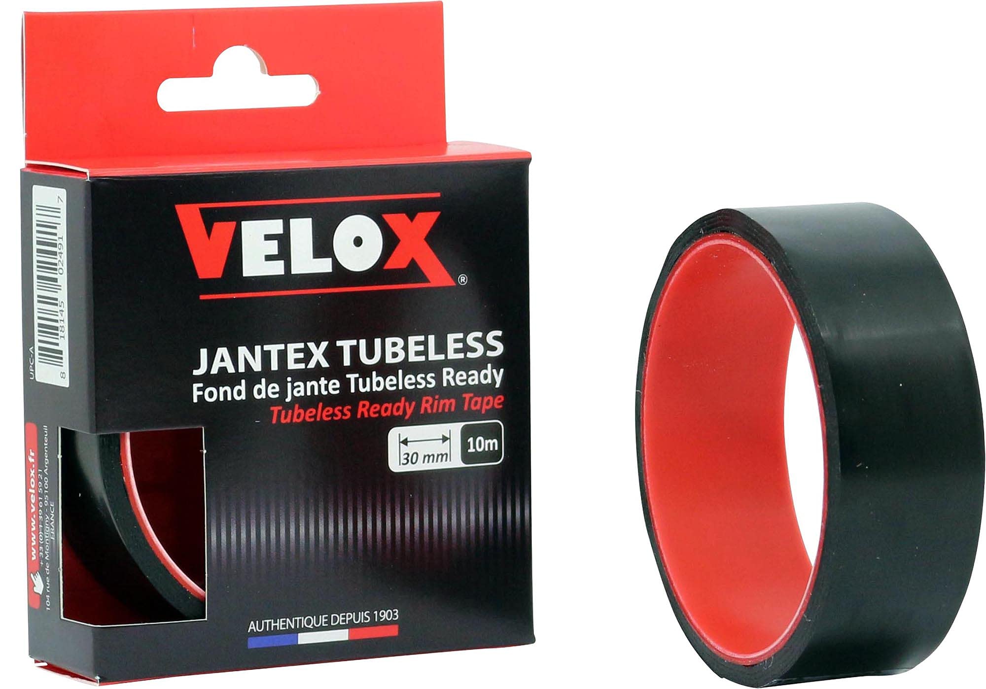 Velox Jantex Bande de Jante sans Chambre à air Unisexe Noir 30 mm x 10 m