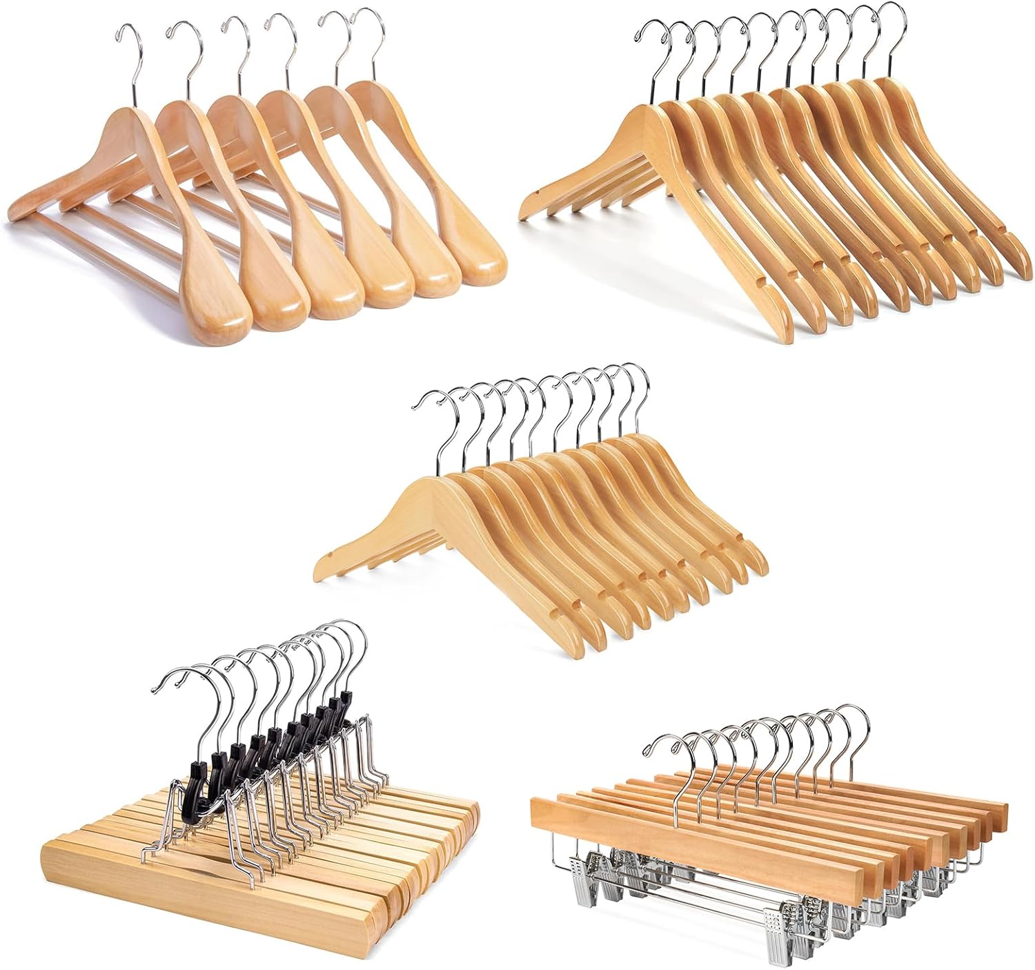 Nature Smile Nature Smile Solid Gugertree Wood Hangers Wooden Coat Suits Pants Hangers for Family Sets