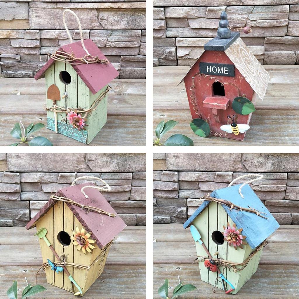 4 Stück Landhäuser Holz Vogelhaus Hängende Vogelhaus Condo Garten Dekor