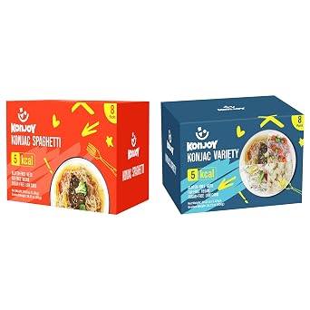 KONJOY Konjac Shirataki Noodle Variety Pack and Shirataki Spaghetti Style, Low Carb Pasta Alternative, 5 Calorie, Sugar-Free, Vegan, Gluten-Free, Plant-Based, Pre-Cooked, Ready to Eat