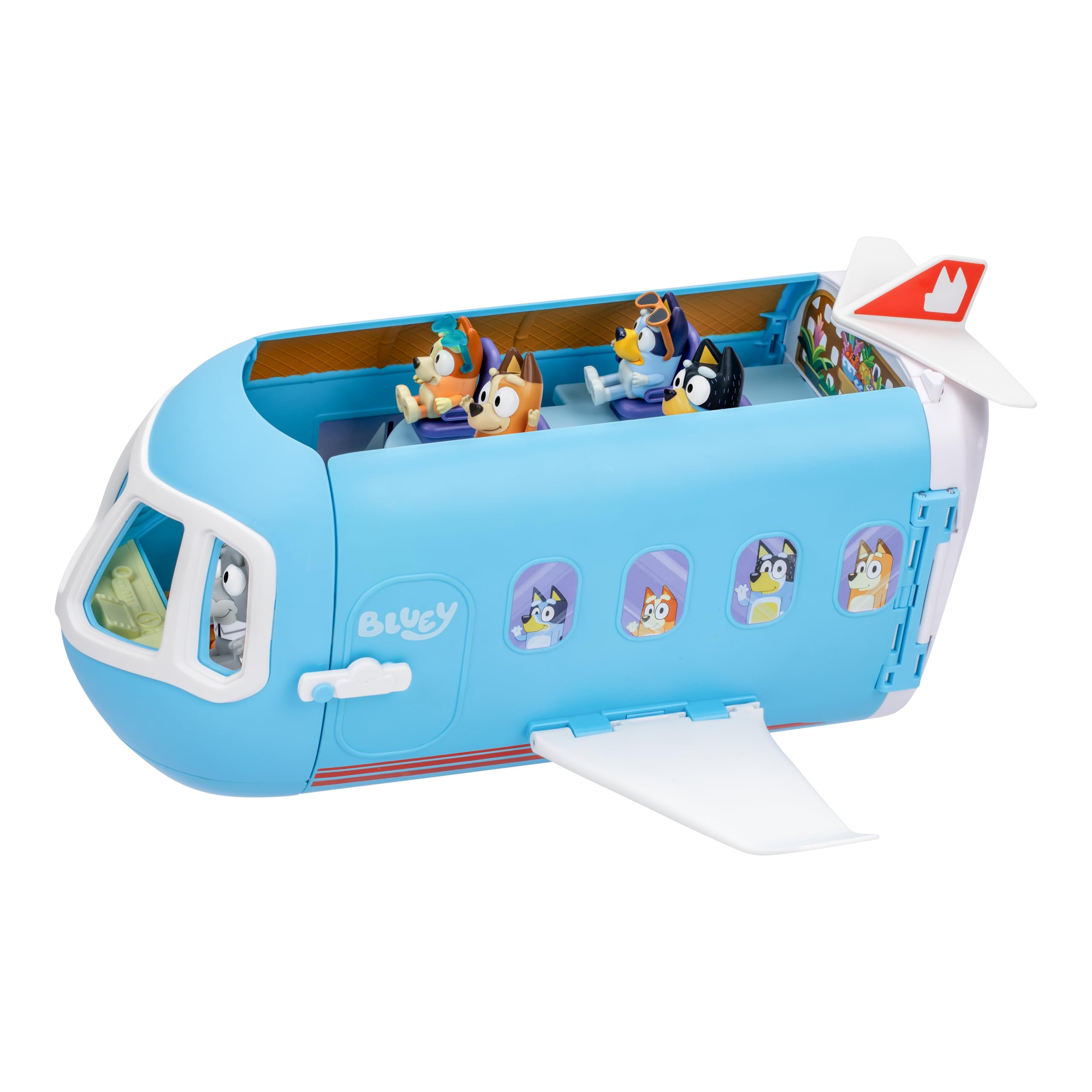 Bluey 3-in-1 Transforming Airplane Playset with Heels - Transform Airplanes into Resorts & Boats - Over 25 Sounds & Phrases 5 Figures - Exclusive Captain Figure | Amazon Exclusive
