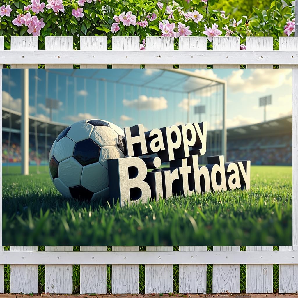 Soccer Birthday Party Decorations Soccer Happy Birthday Banner for Boys Teens Large Soccer Photo Background Banner Poster for Sports Themed Holiday Party Supplies Indoor Outdoor Decor - Image 4