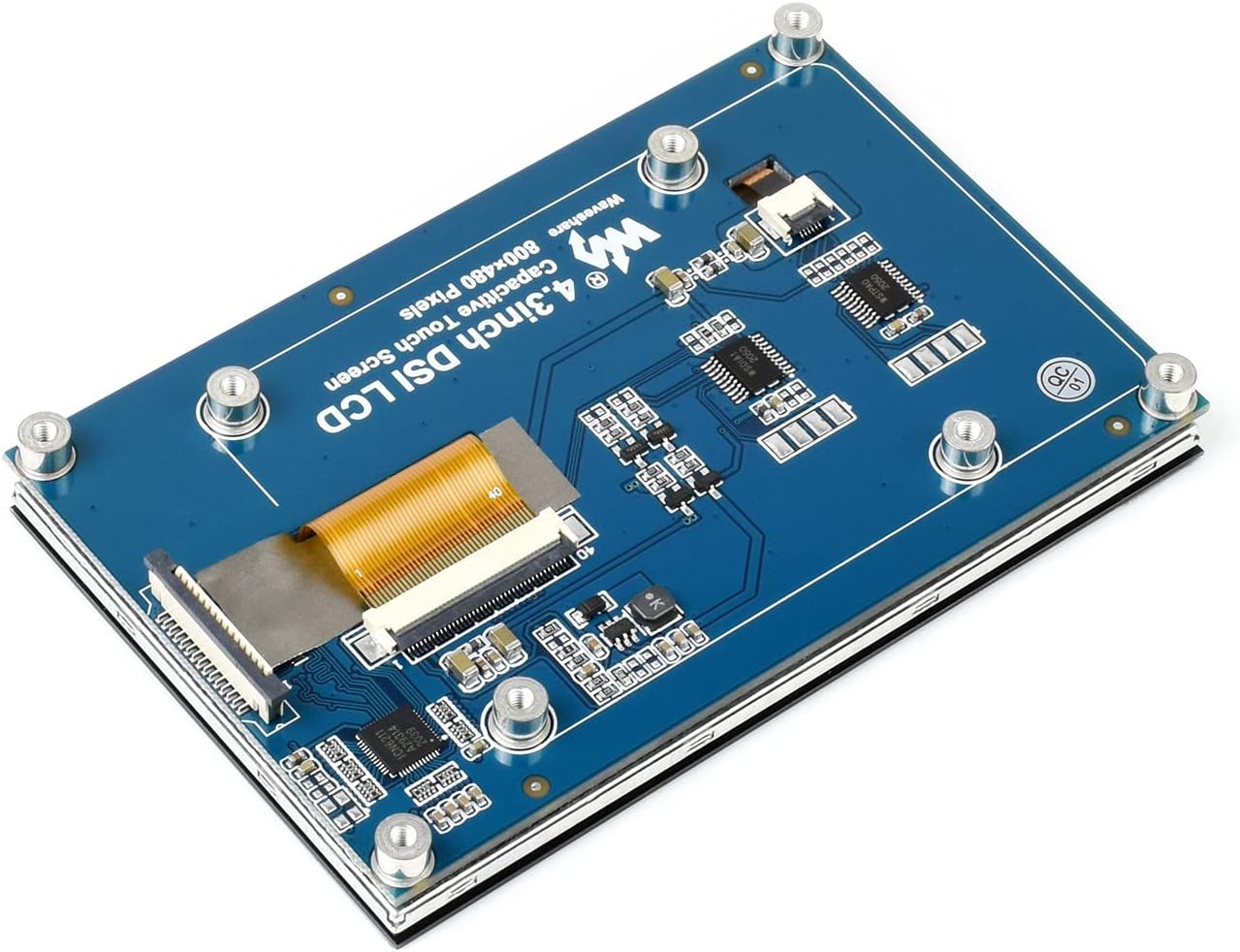 Грбот view of the Waveshare 4.3-inch DSI LCD, showing the circuit board and connectors.