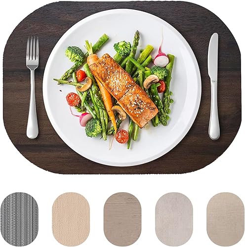 Miniatura 1 de Andie Home - Manteles individuales ovalados para mesa de cocina y comedor, juego de 6 piezas, resistentes al calor y lavables a la superficie, color