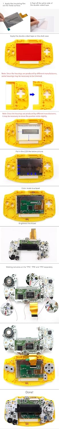 HISPEEDIDO HD V5 Screen 3.0 inch 15 Brightness 8 Color OSD For GBA IPS LCD Kits,Drop-in Screen Kit image 2