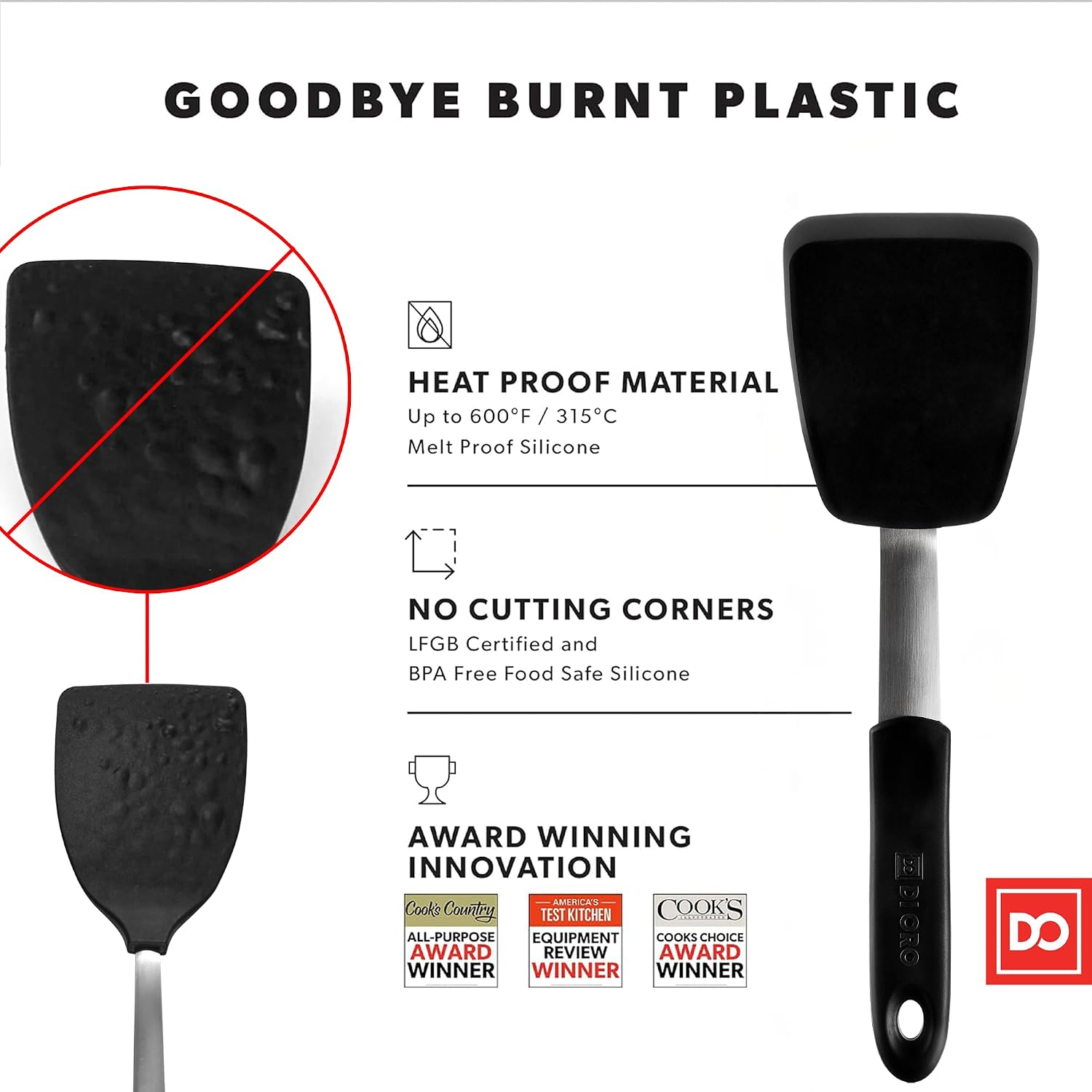 DI ORO Chef Series Silicone Spatula - 600F Heat Resistant