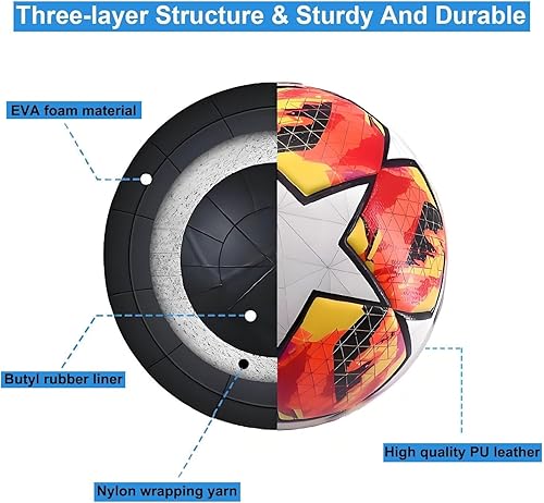 Miniatura 3 de Soccer Ball Size 5, with Pump & Needles, Outdoor Sports Official Match Soccer Ball for Adult Youth Training Practice Ball for Indoor