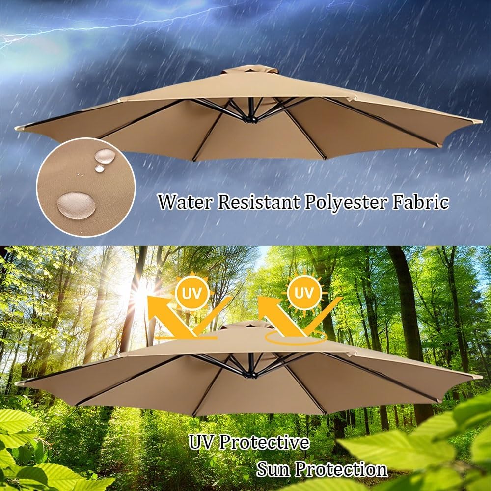 Outdoor Patio Umbrella Replacement Canopy For 6 Ribs/8 Ribs, Replacement Umbrella Cover, Table Market Yard Umbrella Top, Sun Shade Accessory