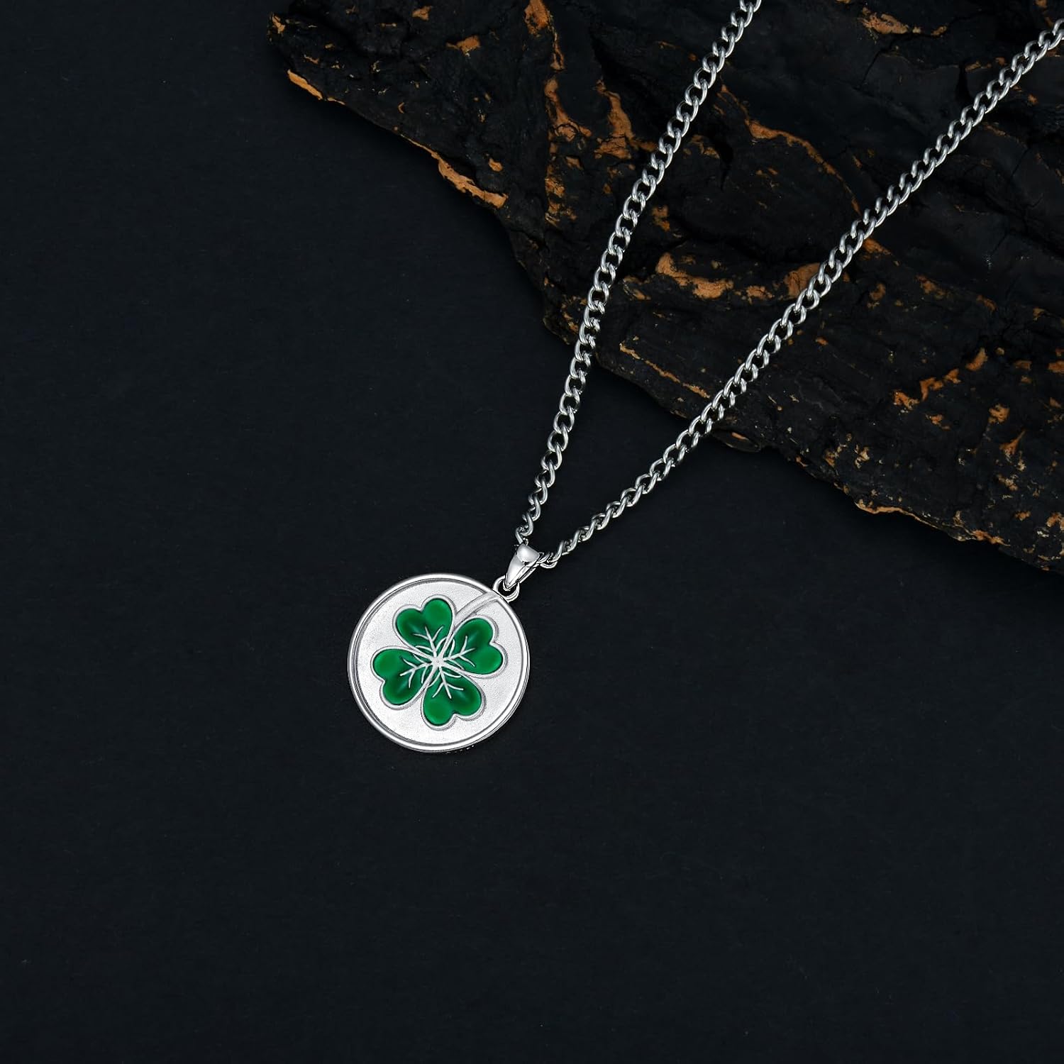 4 leaf Clover Necklace 925 Sterling Silver Green Clover Pendant Jewelry for Men Women Birthday Valentines Christmas Gifts
