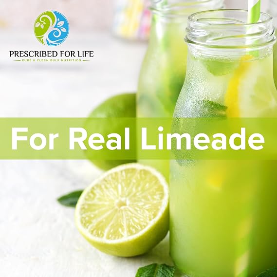 Prescribed for Life Lime Powder, Natural & Unsweetened Spray Dried Lime Juice Powder Made from Real Limes, Vegan, Gluten Free, Non GMO, Reconstitute Ratio 1:2 (1kg / 2.2lb)