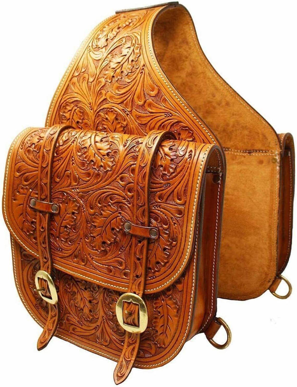 Western Leather Saddle Bag With Straps & Brass/SS Buckles For Horses/Horse Saddle bag/Saddle bag For Horse Saddle ME-WSB-041