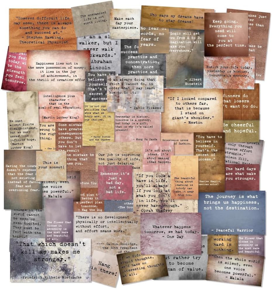 60-Piece Vintage Inspirational Quote Stickers – Retro Motivational Positive Words Antique Decals for Junk Bullet Journals, Planners, Laptops, Scrapbooking, DIY Art Projects