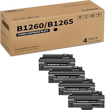 خرطوشة حبر Caelum B1260/B1265 عالية الإنتاجية باللون الأسود مكونة من 4 عبوات بديلة لطابعة DELL 1260 1265 331-7328 متوافقة مع طابعة B1260dn B1260 B1265dn B1265dnf B1265dfw