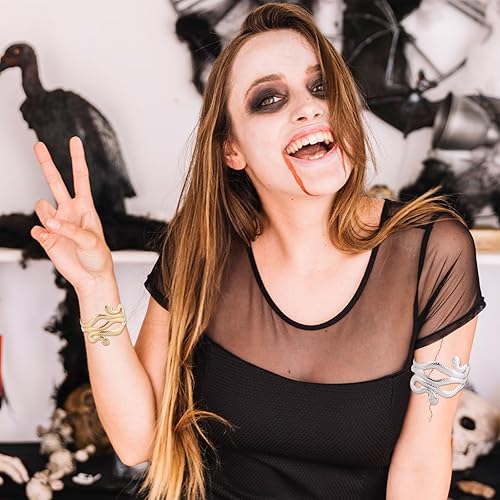 Miniatura 4 de Collar de pulsera de serpiente para mujer, pulsera de serpiente flexible, gargantilla de serpiente para fiesta de Hollween, accesorios de disfraces