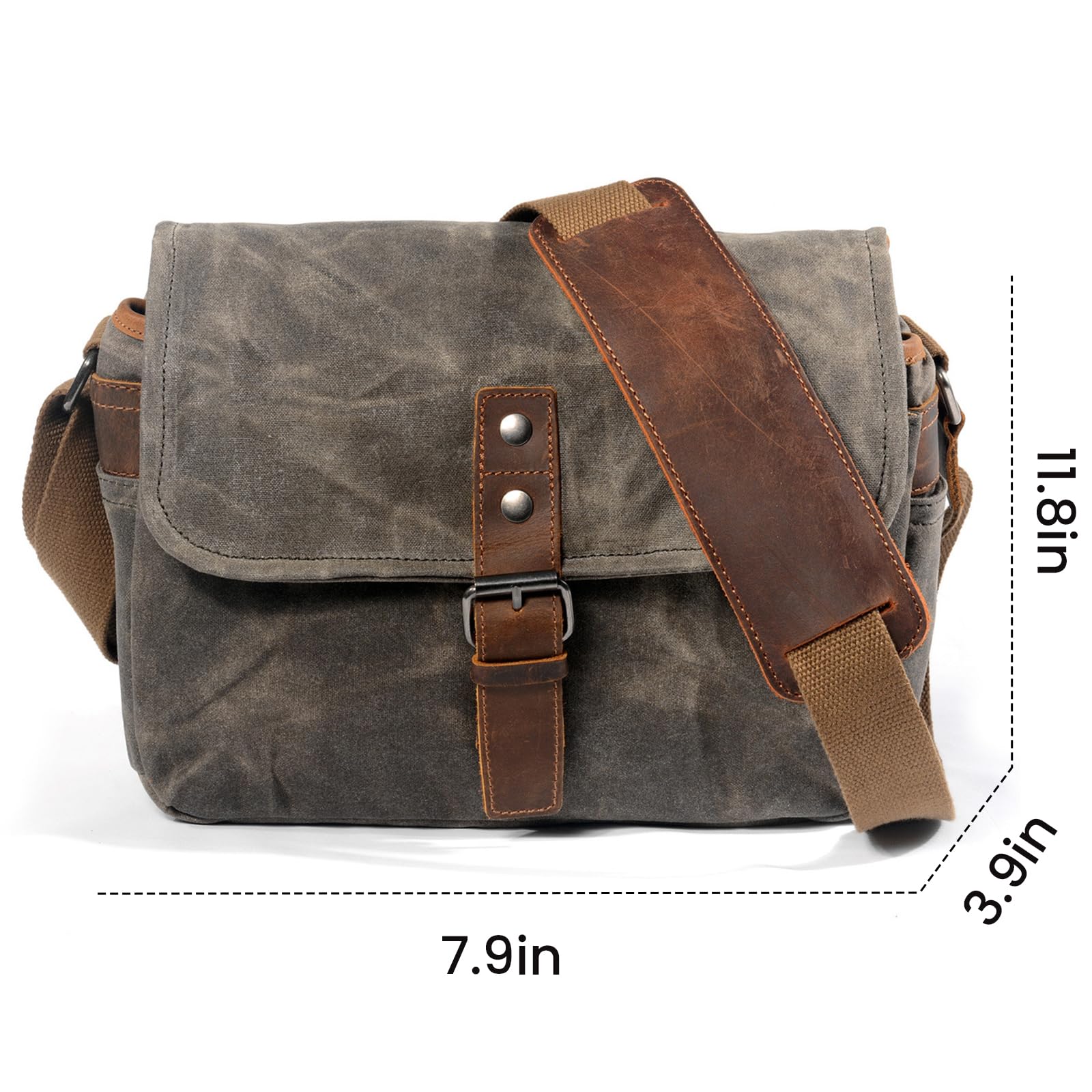 Woskowana płócienna torba na aparat dla kobiet i mężczyzn o wodoodpornym wzornictwie, kompaktowa obudowa crossbody na lustrzankę cyfrową, lustrzankę/aparaty bezlusterkowe (zielona)