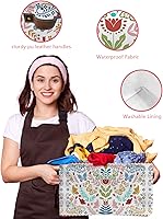 Vista 4 de Boho Flowers Storage Basket for Organizing Shelves, Collapsible Storage Bins Boxes with Handle, Colorful Botanical Butterfly Modern Abstract Art