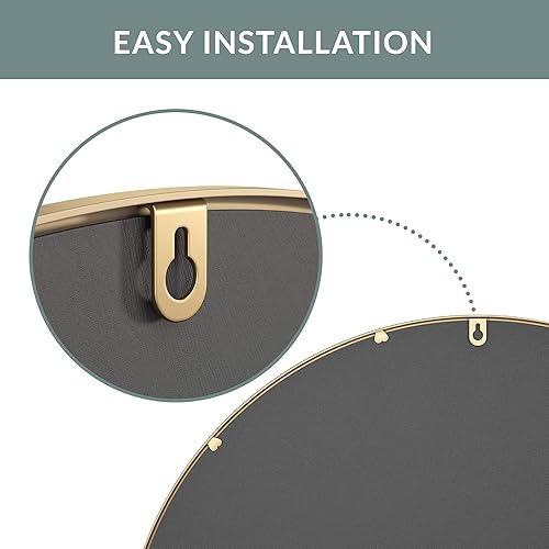 Miniatura 5 de Barnyard Designs Espejo redondo de metal, espejos de pared para tocador de baño, espejo circular para escritorio, espejo de dormitorio con marco de