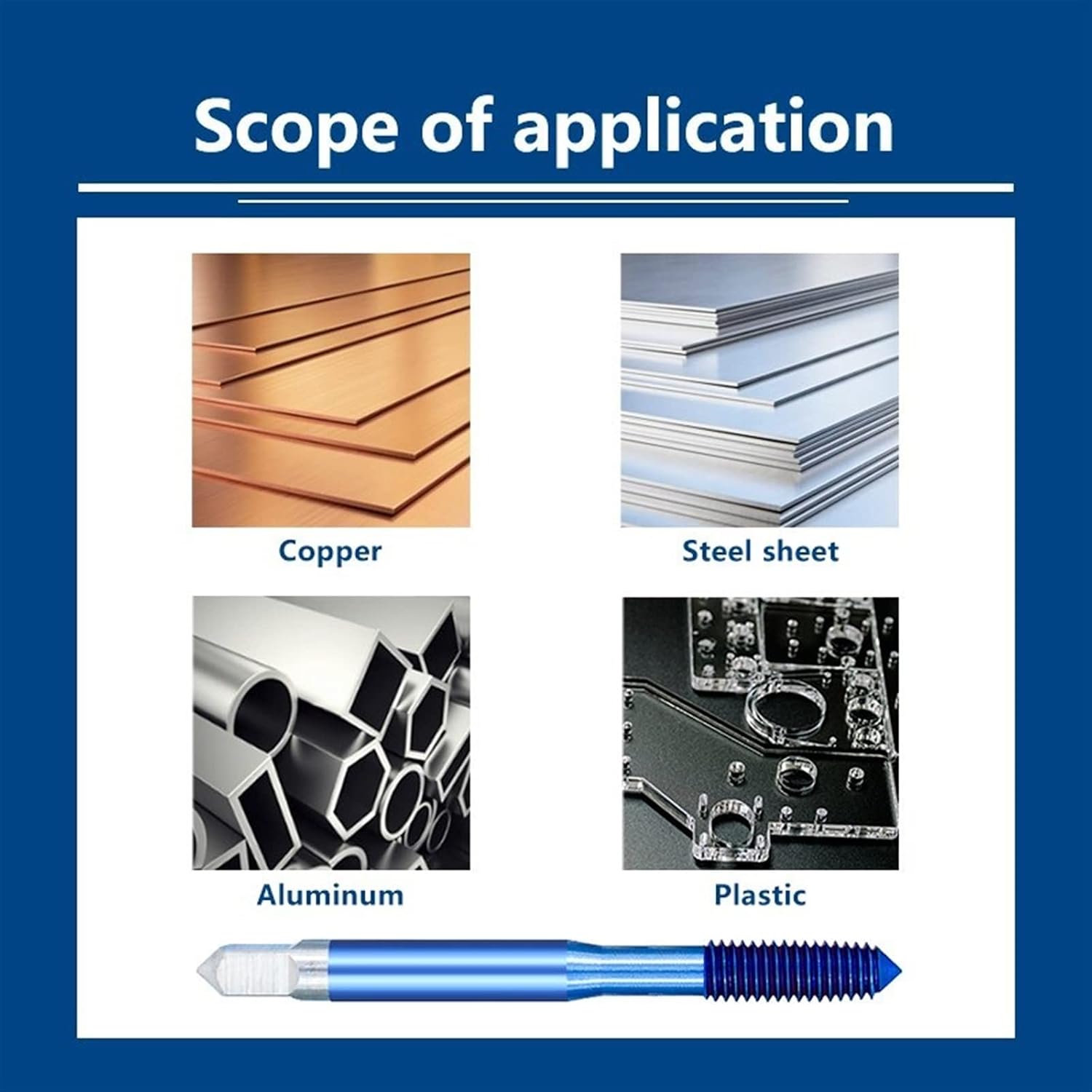 Fluteless Forming Machine Taps M2-M12 Blue Coated Thread Tap Metric Drill Extrusion 1Pcs(M2x0.4)