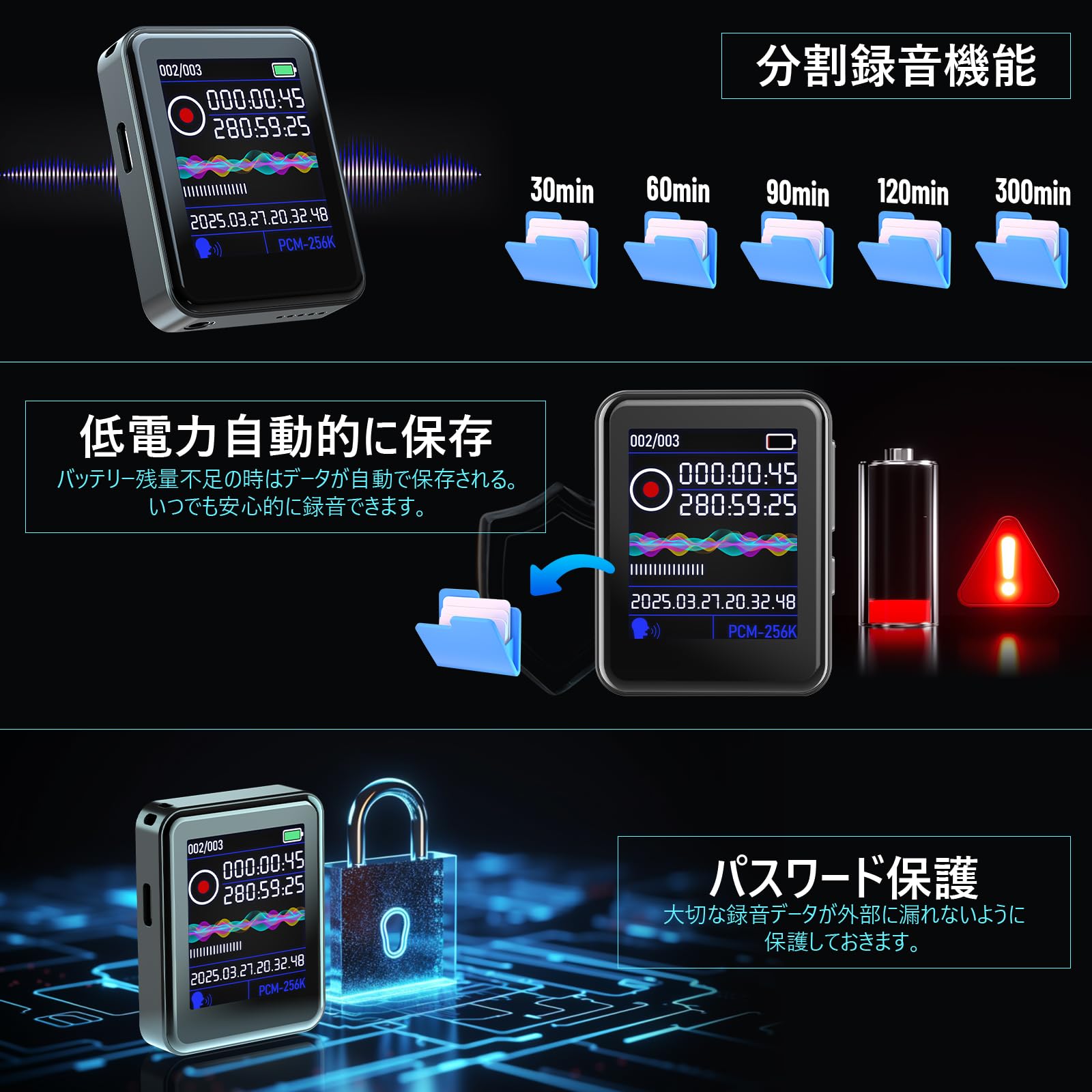 Amazon.co.jp: Zyvrex ボイスレコーダー 小型 ICレコーダー【32G大容量