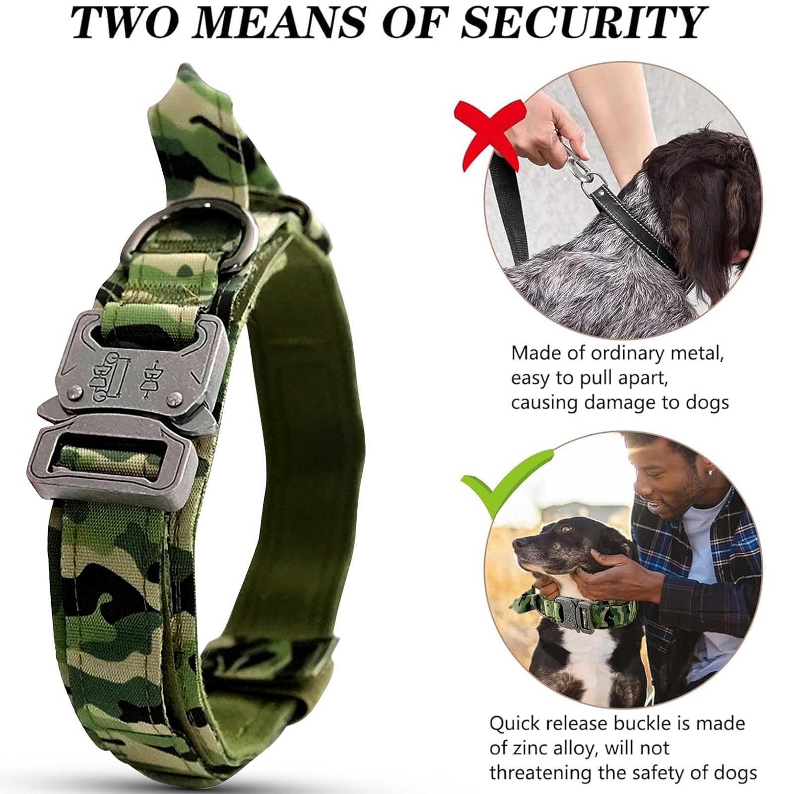 Ledeak Tactical Dog Collar, Padded Breathable Soft Nylon Pet Collar with Heavy-Duty Metal Buckle - Image 4