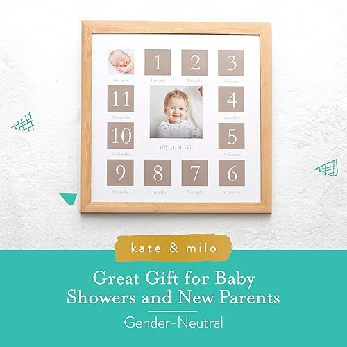 Miniatura 3 de Kate & Milo Marco de fotos My First Year para el primer año, collage de fotos de los primeros doce meses del bebé y recuerdo de género neutro, ideal
