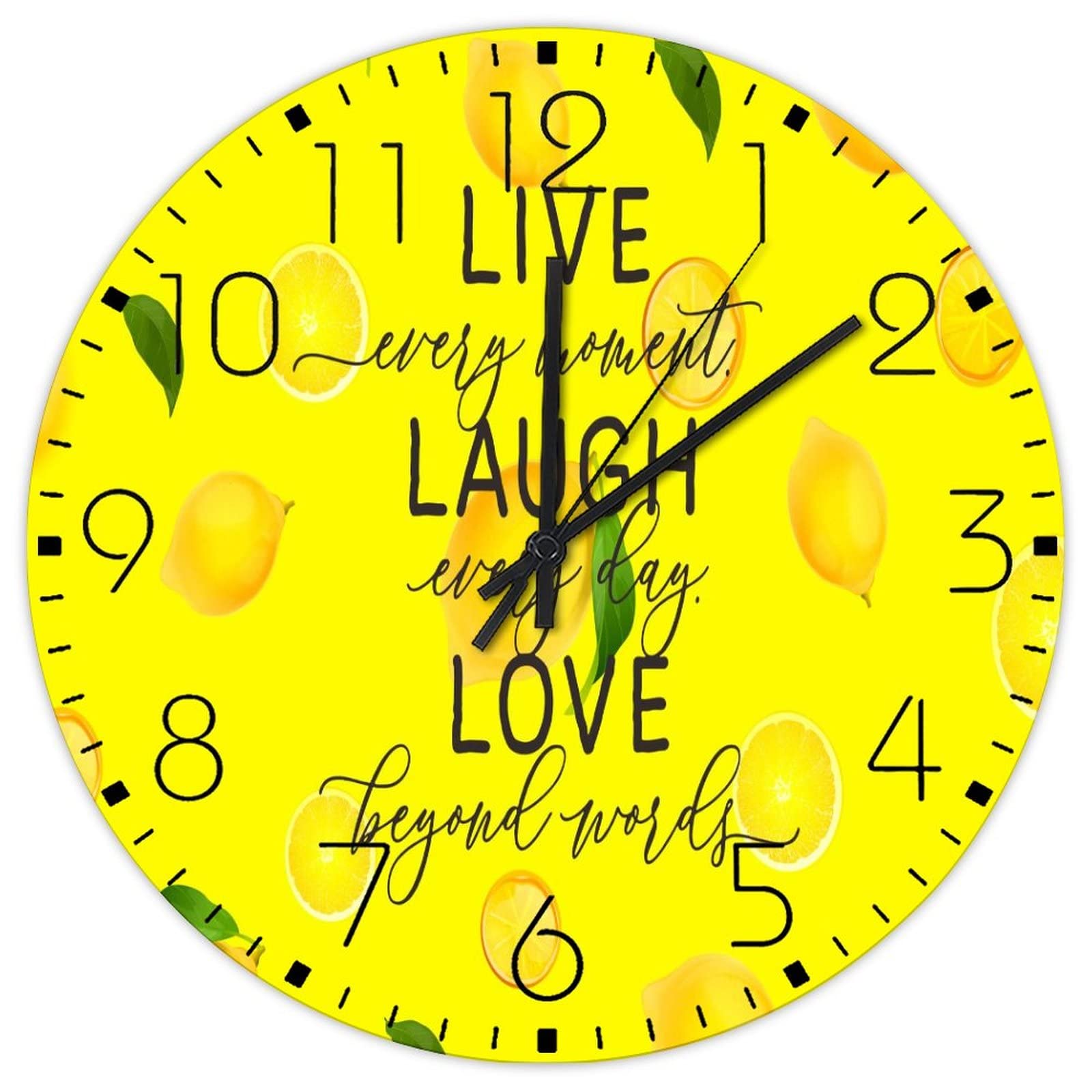 Horloge murale en bois citron 38 cm pour cuisine d'été style ferme