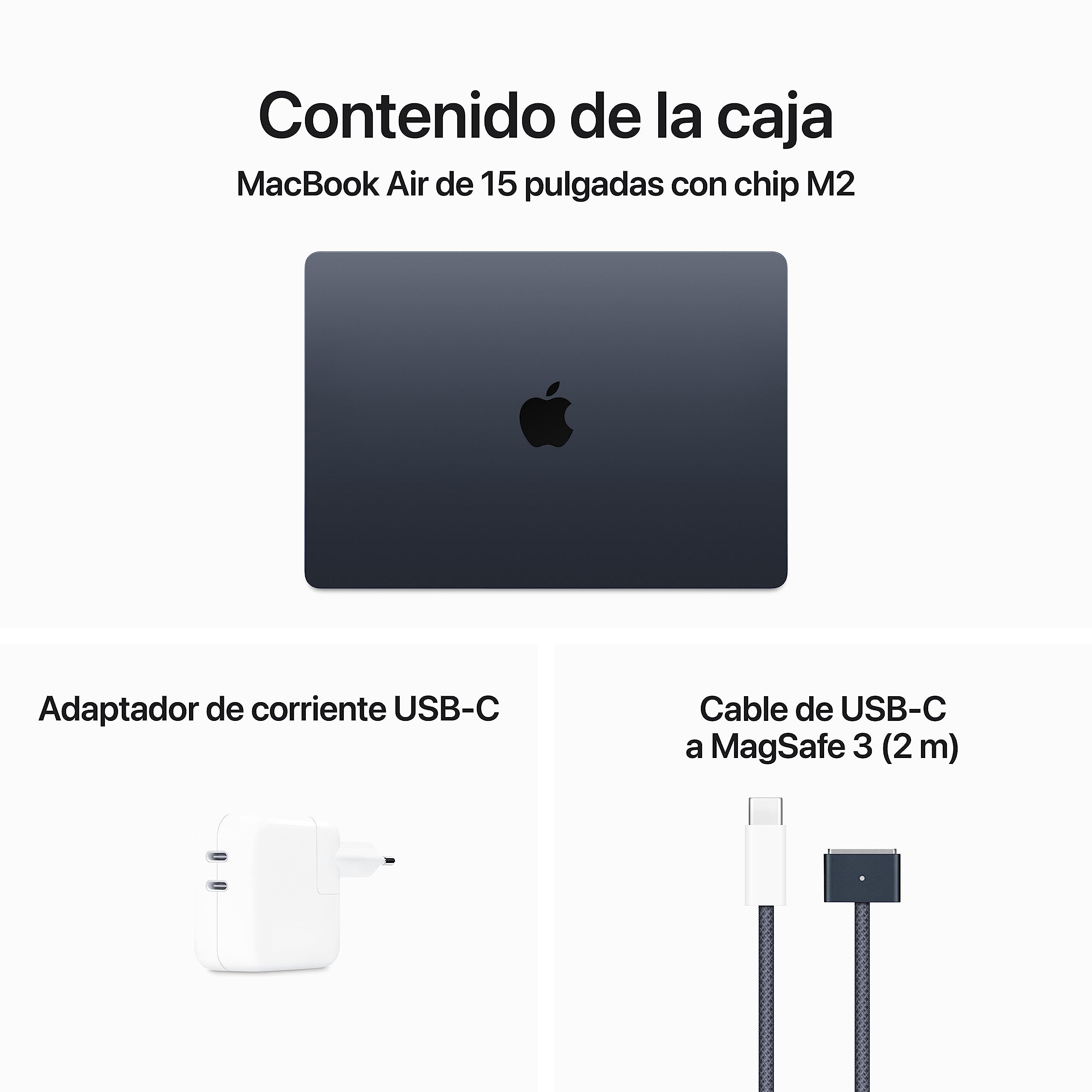 Apple 2023 MacBook Air portátil con Chip M2: Pantalla Liquid Retina de 15,3 Pulgadas, 8GB de RAM, 256 GB de Almacenamiento SSD, compatibilidad con el iPhone y el iPad, Negro Noche