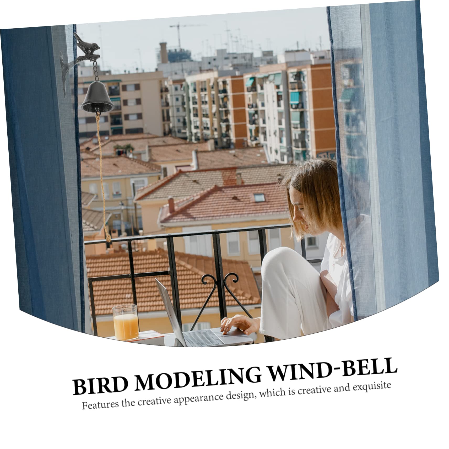 Carillon Éolien Oiseau en Fer Noir, Décoration Extérieure Maison