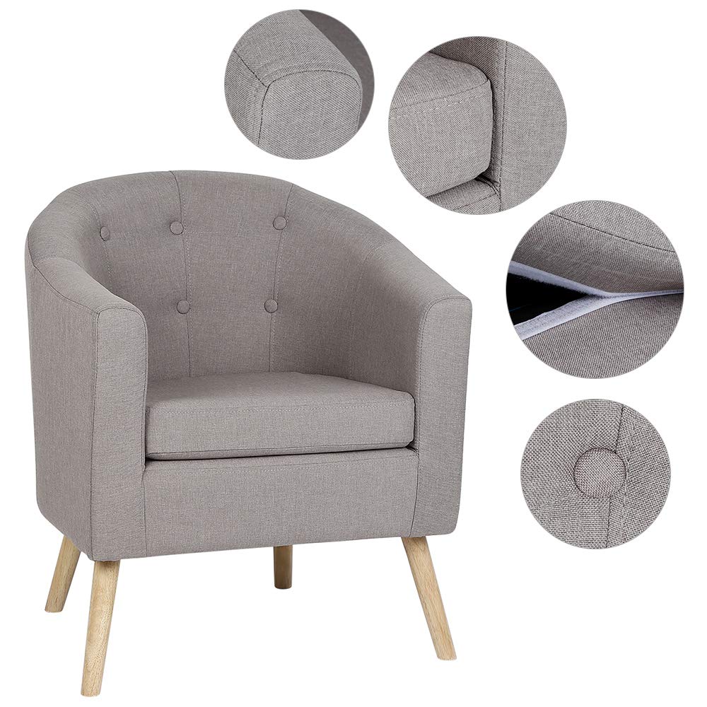 Generico Sgabello Skandinavische Sessel für Esszimmer/Wohnzimmer/Büro/Empfang/Café Leinensofa 79x64x50cm (Grau 79x64x50cm)