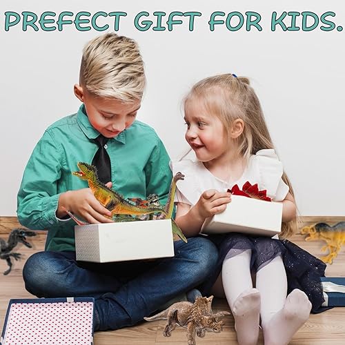 Miniatura 7 de OuMuaMua Juguetes de dinosaurio para niños de 3 a 5 años, paquete de 12 figuras realistas de dinosaurio de plástico que incluye T-Rex, estegosaurio