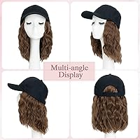 Vista 4 de SEGO - Gorra con peluca de béisbol con extensiones de pelo para mujeres, gorra resistente al calor sintética de 8 pulgadas, pelo largo rizado
