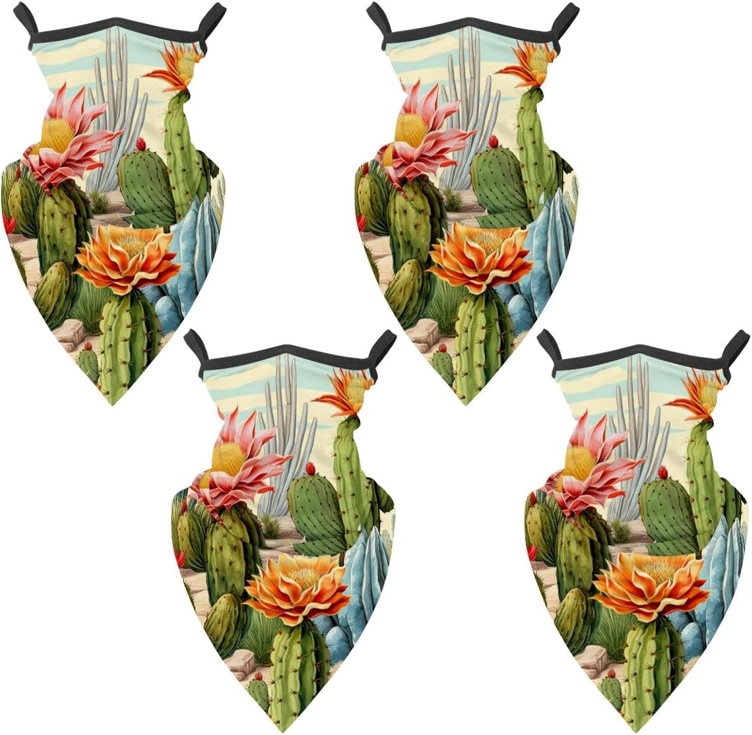 4 Pieces Cactus Neck Gaiter Bandana Face Mask, Sun Cooling Scarf Gator Cover Head for Men Women