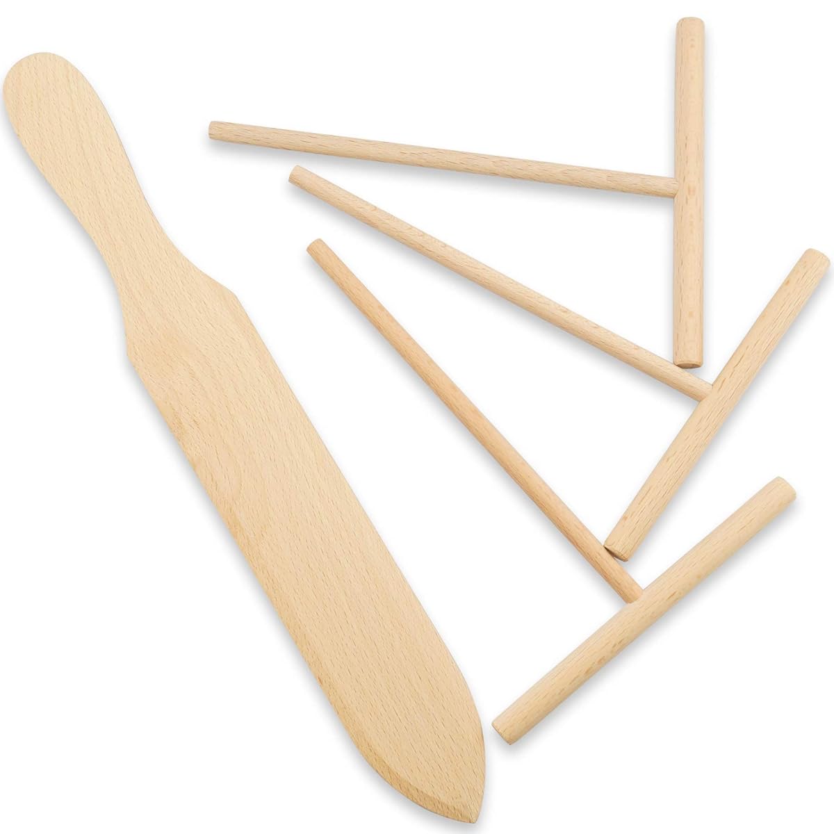 Prowithlin Crepe Spreader, Crepe Maker Made of 100% Natural Beech Wood, 12"