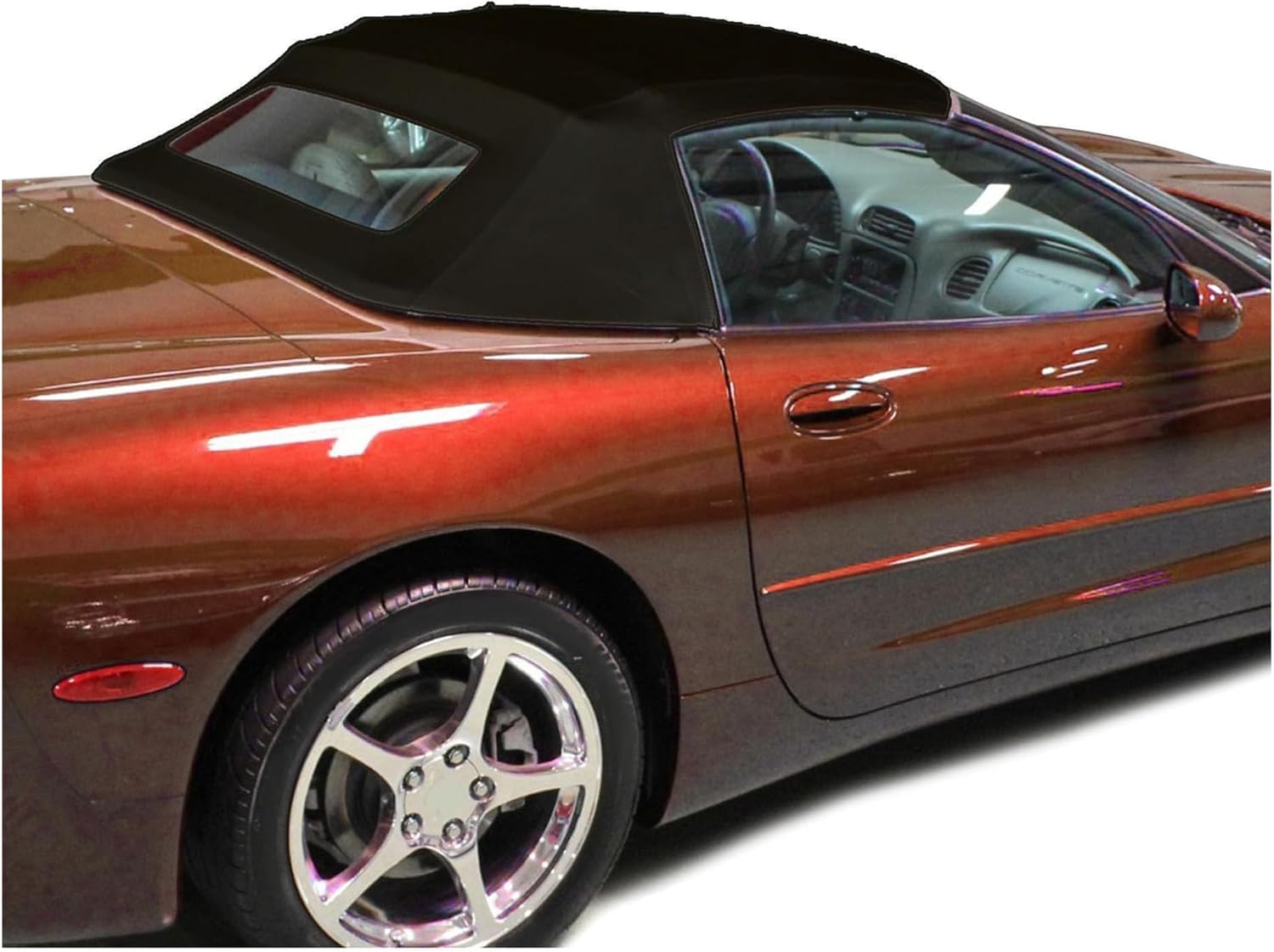 Kojem Convertible Soft Top Compatible with 1998-2004 Chevy Chevrolet Corvette C5 Black Sailcloth Vinyl Top & Clear Heated Glass Window