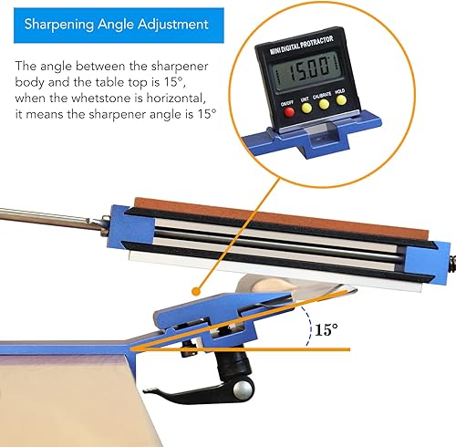 Miniatura 5 de Sistema de afilador de cuchillos de cocina con 6 piedras de afilar, diseño de giro de 360, ángulo fijo de acero inoxidable, uso doméstico, chef