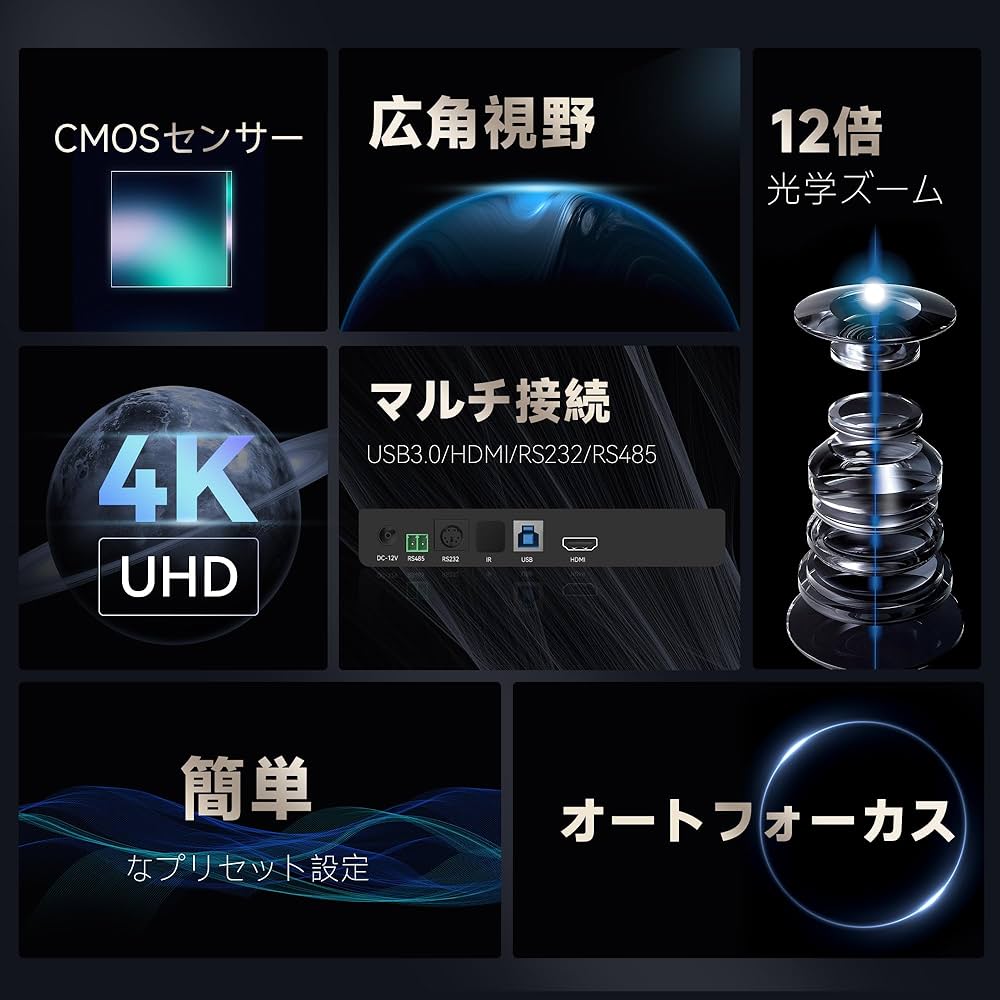 Amazon.co.jp: Tenveo 4Kウェブ会議PTZカメラ12倍光学ズーム8.29MP画素