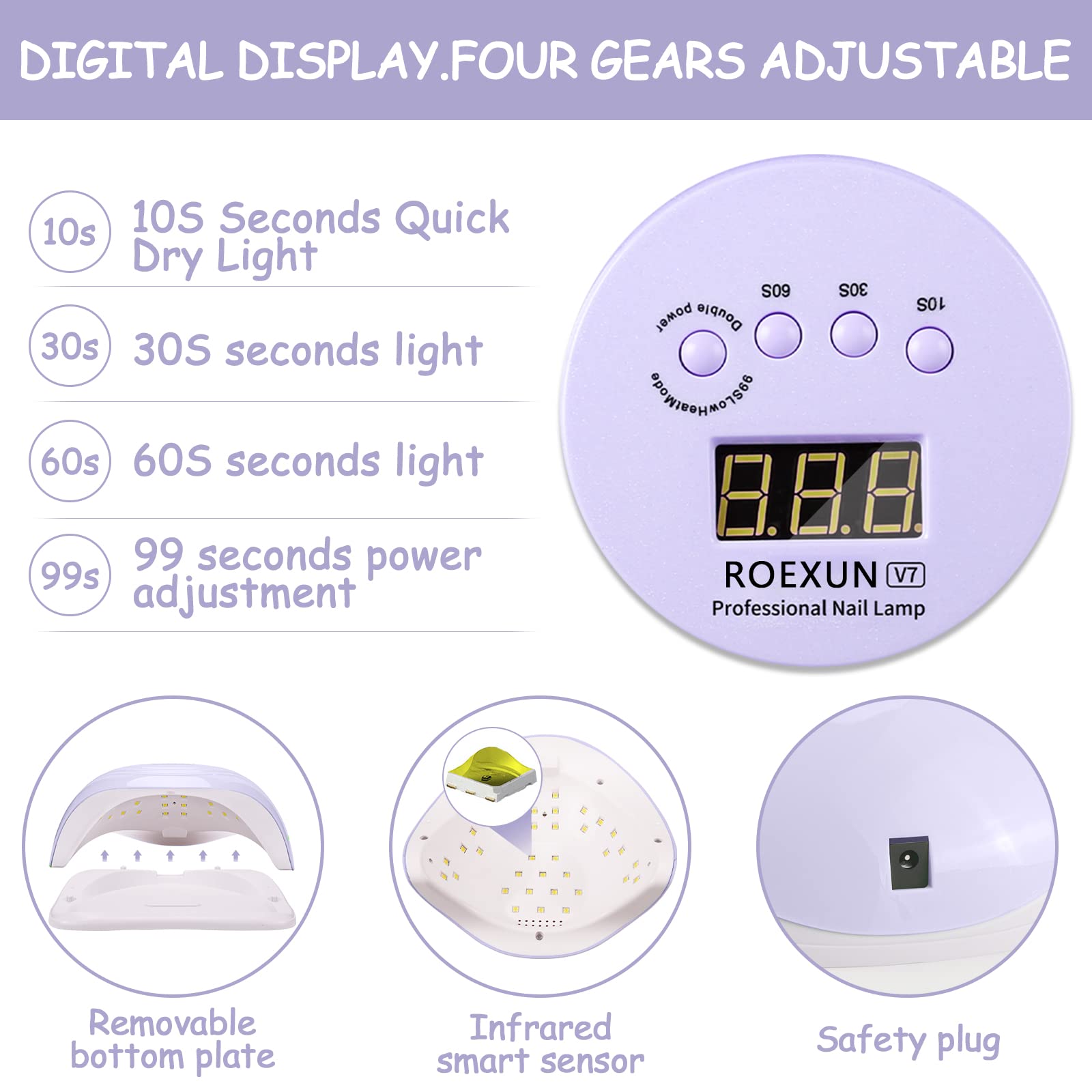 168W Lampada Unghie LED UV,Lampada per Unghie Con 4 Impostazioni Timer,Asciugatrice per Gel a LED per Gel per Smalto Con Sensore Automatico,Per Manicure/Pedicure Lampada Asciuga Smalto Semipermanente