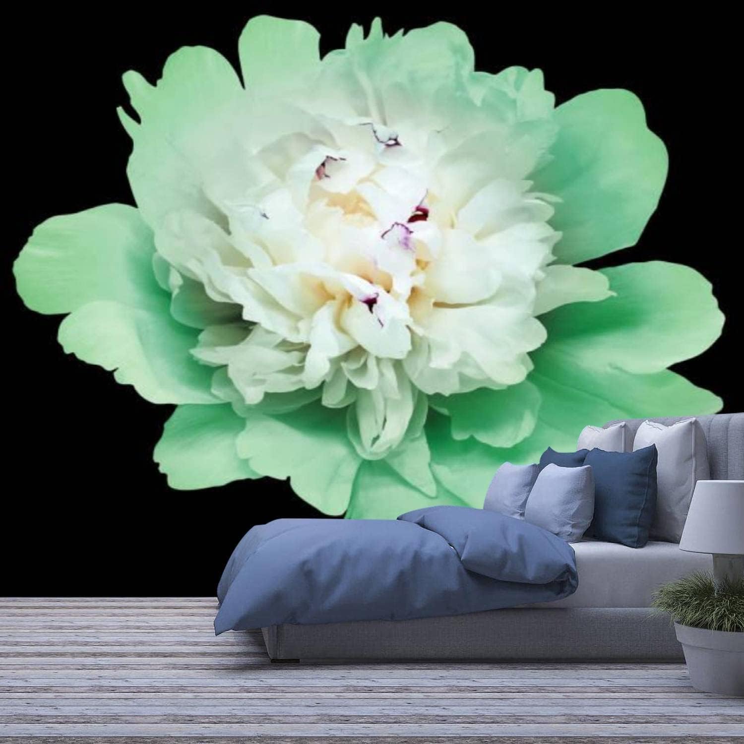 Papier peint panoramique 3D fleurs amovible et facile à poser pour grand mur