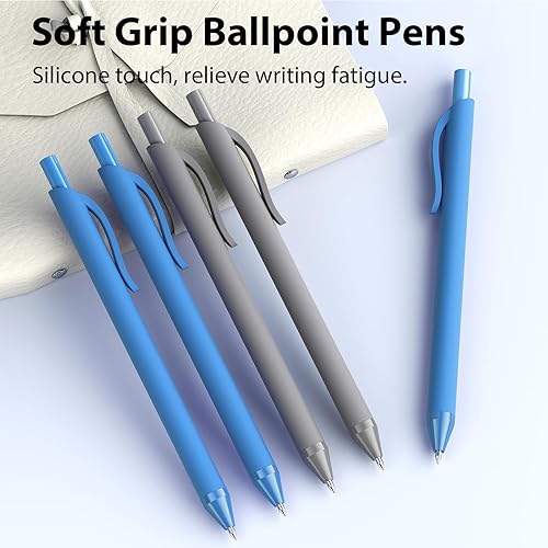 Miniatura 5 de Bolígrafos a granel, paquete de 52 bolígrafos de tinta negra y azul, punta media de 0.039 pulgadas retráctil para escritura suave, secado rápido,