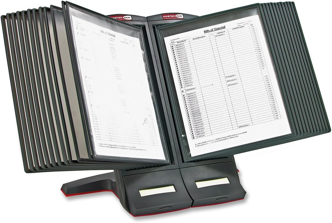 MasterView 24-Sleeve Deluxe Desktop Stand, Desktop Rack Style, 48 Sheet Capacity, Two-sided, Non-glare and Easily Removable Sleeves (MVMD24) : Office Catalog Racks : Office Products