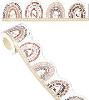SAVITA Bohemian Bulletin Board Borders Border Trim Paper Roll Scalloped Design for Bulletin Board Posters Blackboard Party Homeschool Classroom Back-to-School Decorations (66 ft x 3in)