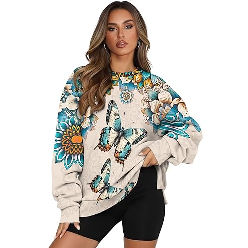 Womens Oversized Sweatshirts Hoodies Crewneck Sweaters Casual Tops Comfy Fashion