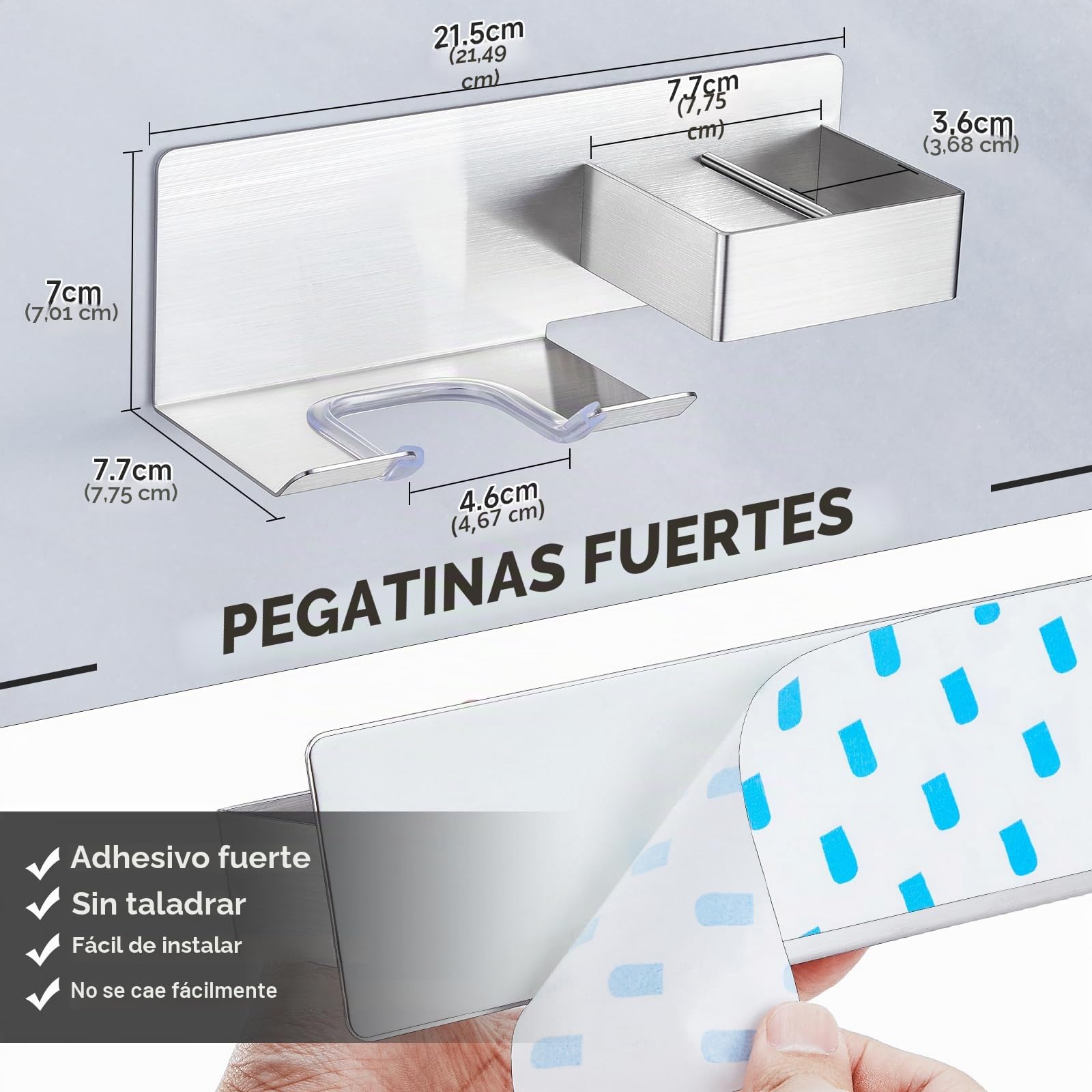 Soporte Secador Pelo y Plancha sin Taladro Adhesivo