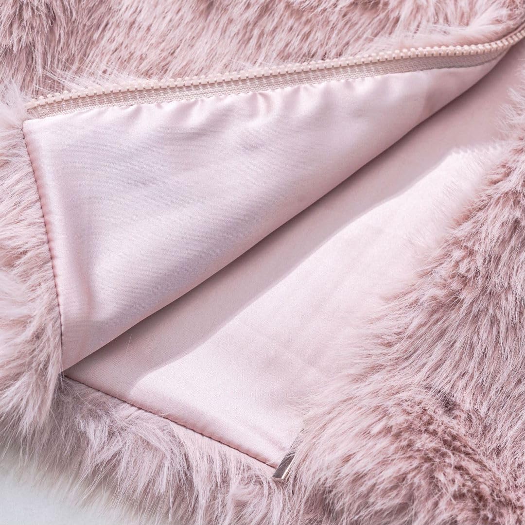 Amazhiyu Womens Faux Fur Zip-Up Cropped Jacket Long Sleeve Warm Winter Coat - Image 5