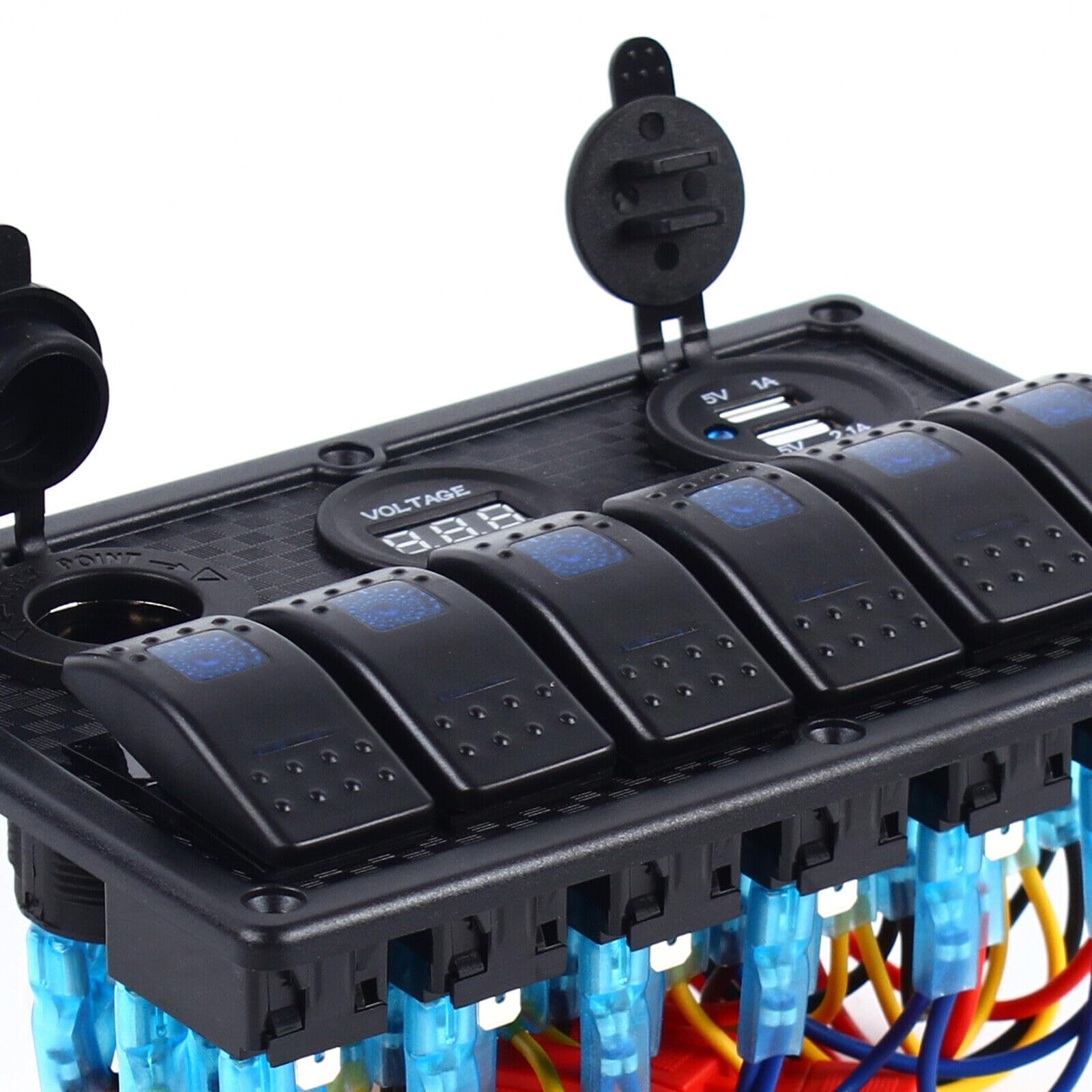 Pannello di controllo combinato a 6 marce, 12 V/24 V, LED con 2 porte USB, interruttore per camper, barche, auto, casa motore